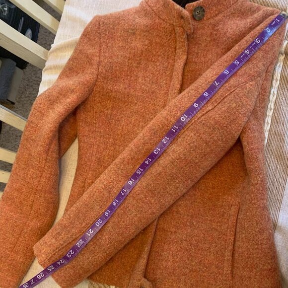 Zara Wool Autumnal Blazer Jacket with brown collar - Size M - Picture 7 of 8